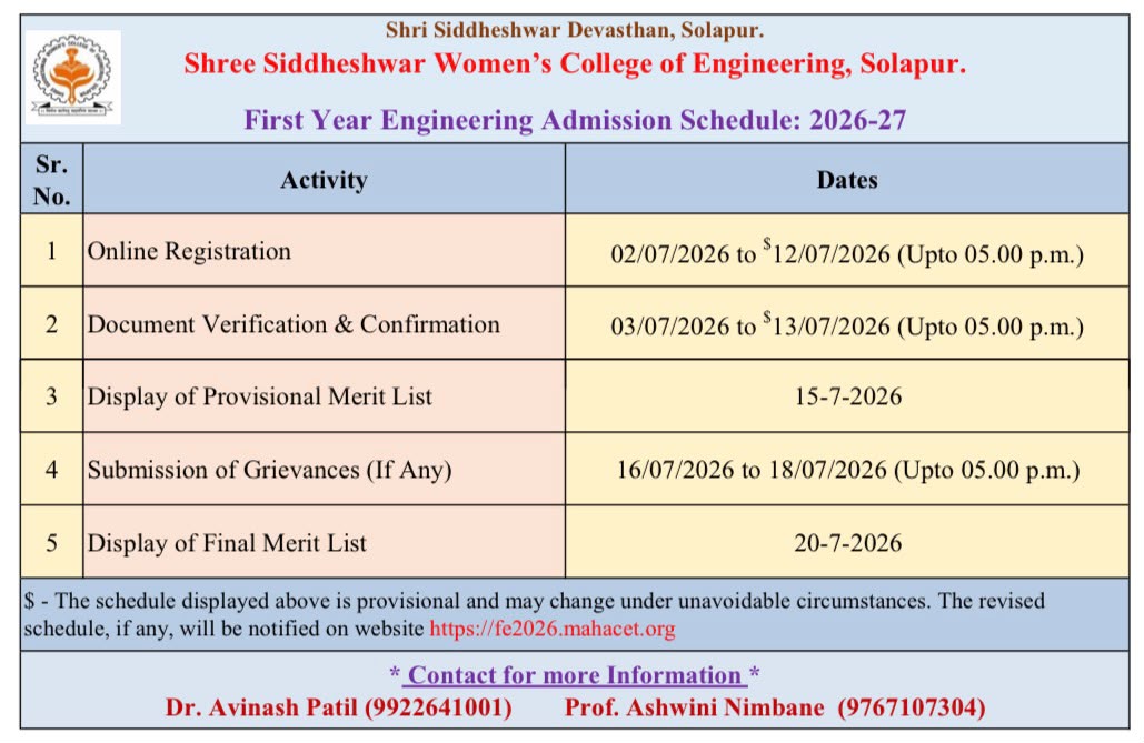 Engineering Admission Notice